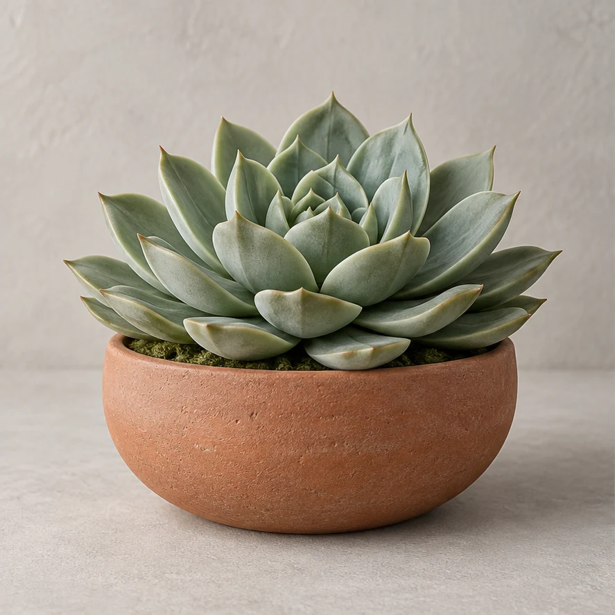 Tsuki Artificial Echeveria in Clay pot
